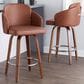 LumiSource Dahlia Swivel Counter Stool with Camel Upholstery in Walnut and Chrome (Set of 2), , large