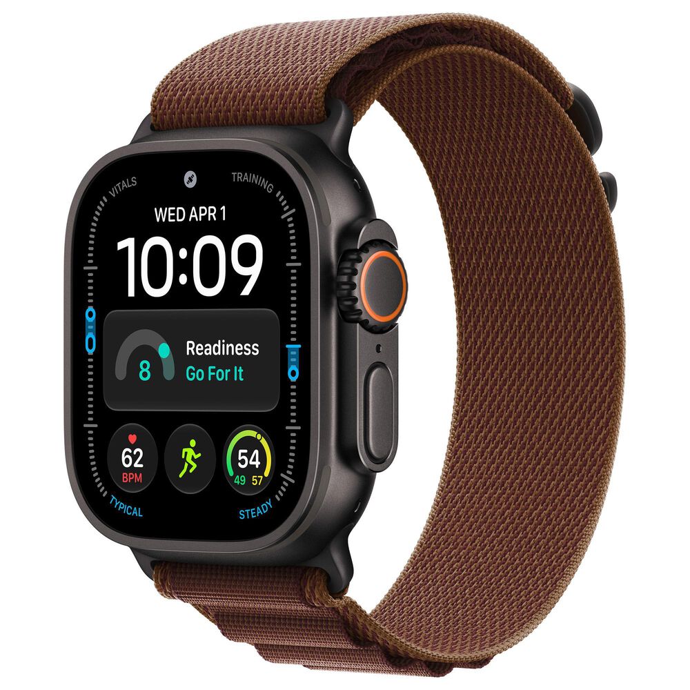 Apple Watch Ultra 4 (GPS + Cellular) 49mm Black Titanium Case with Burgundy Alpine Loop - L and 2-Year AppleCare+, , large