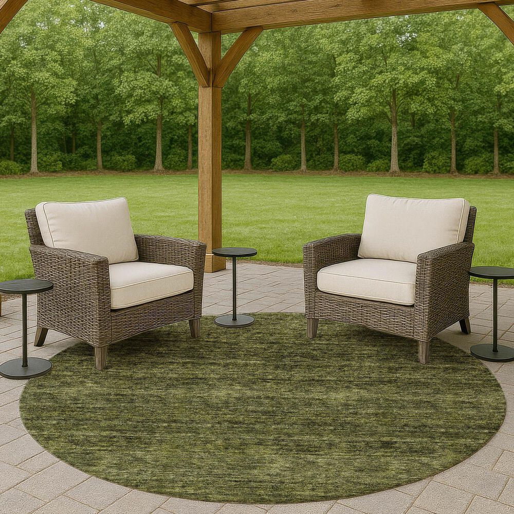 Dalyn Rug Company Soft Essentials Solid Olive 8' Round Indoor/Outdoor Area Rug, , large