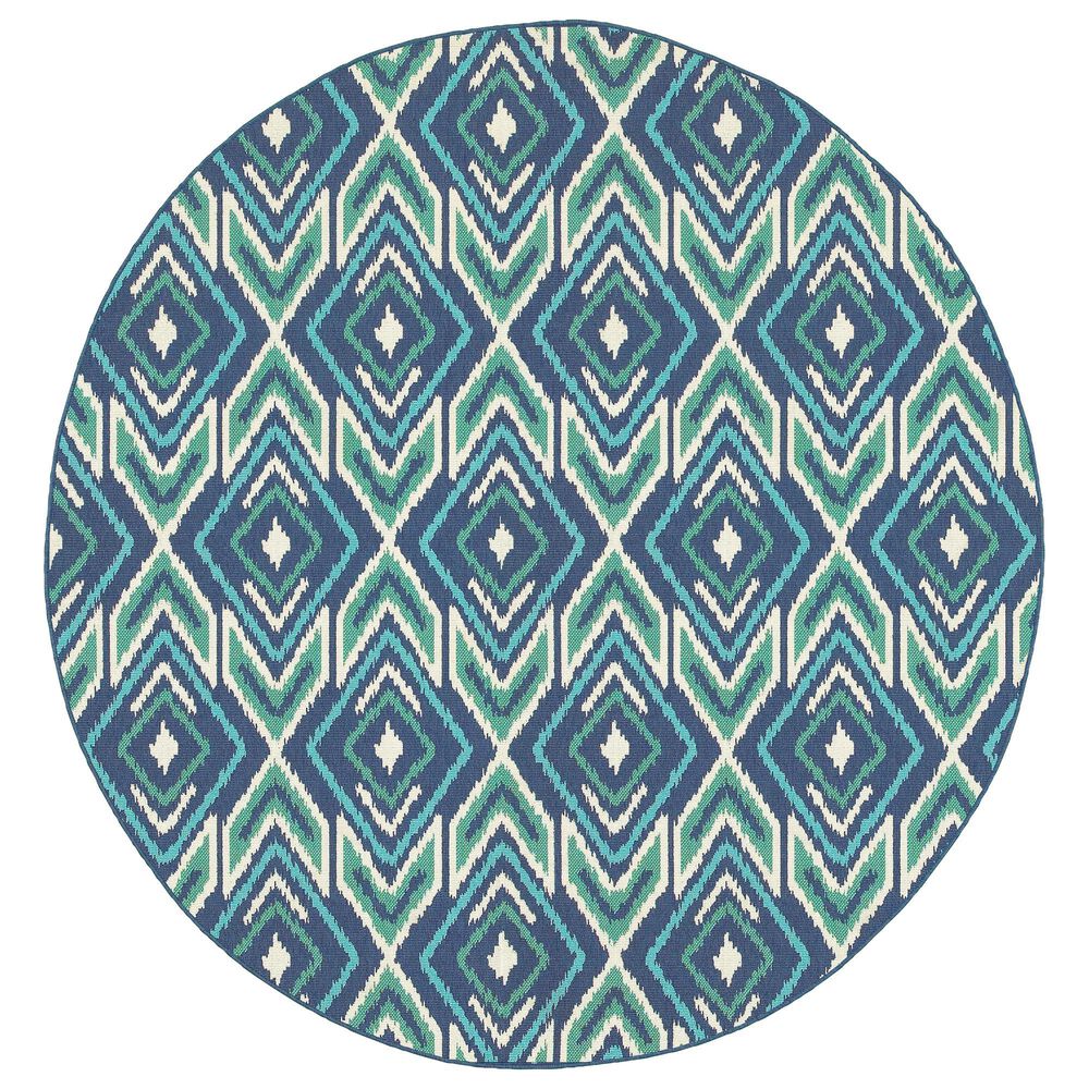 Oriental Weavers Meridian 2209B 7&#39;10&quot; Round Navy Area Rug, , large