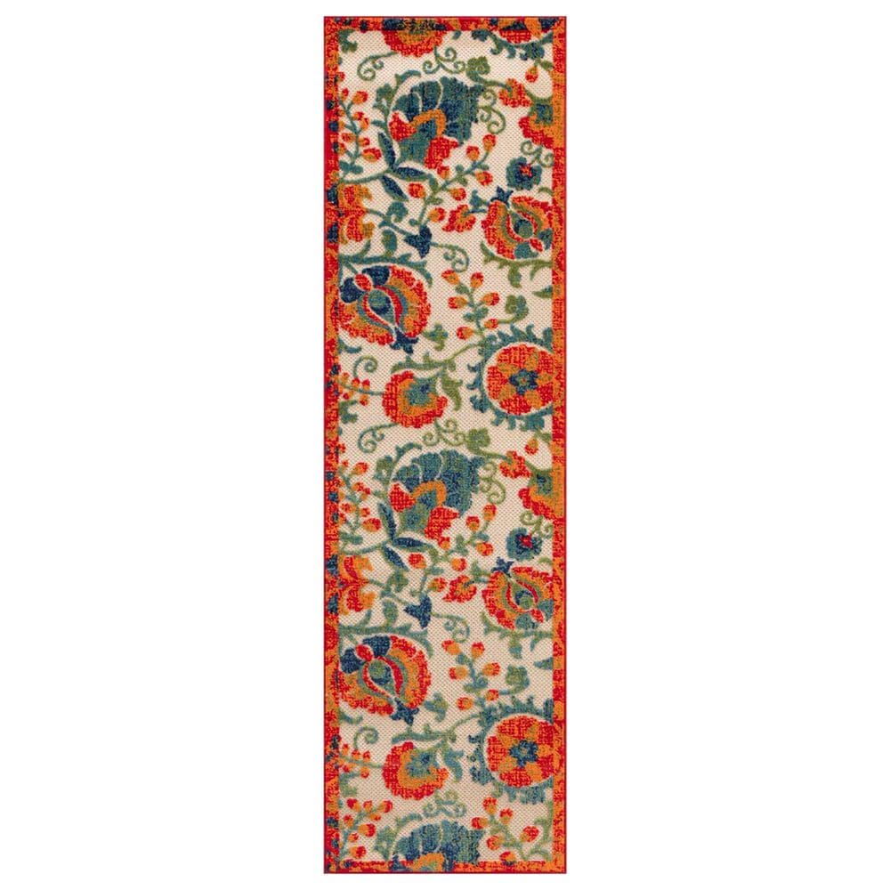 Nourison Aloha 2"3" x 8" Red and Multicolor Indoor/Outdoor Runner, , large