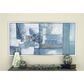 Maple and Jade 55" x 28" Geometric Wall Art with Silver Frame in Gray, White, Dark Blue and Brown, , large