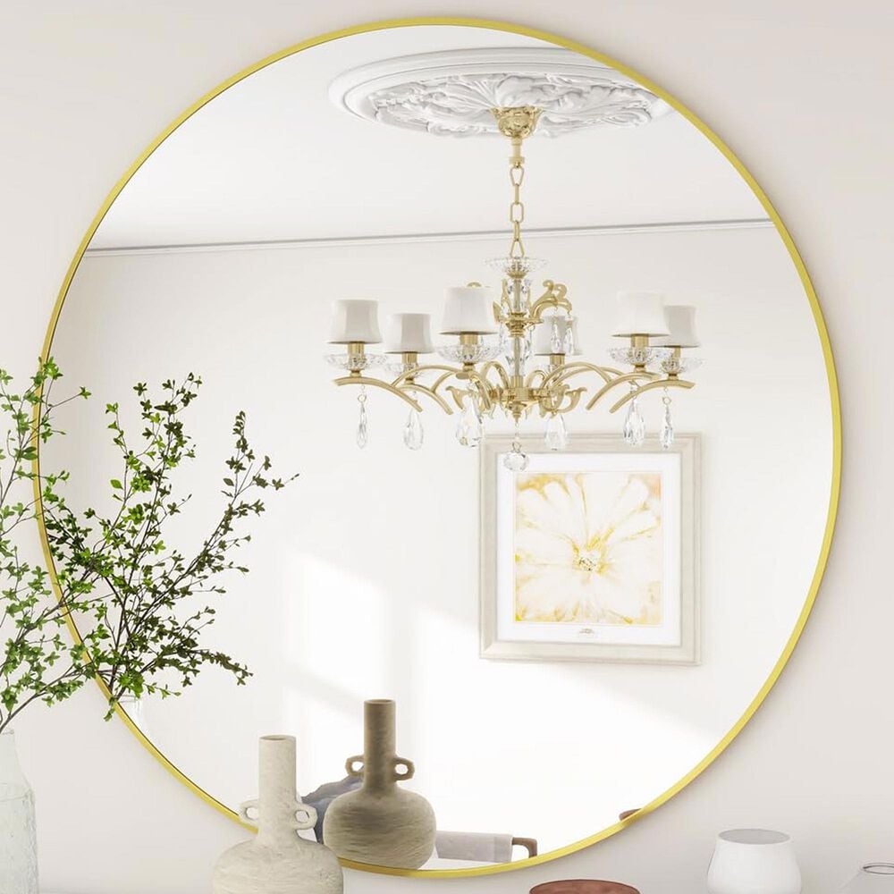 HOMLUX 20" Round Wall Mirror in Gold, , large