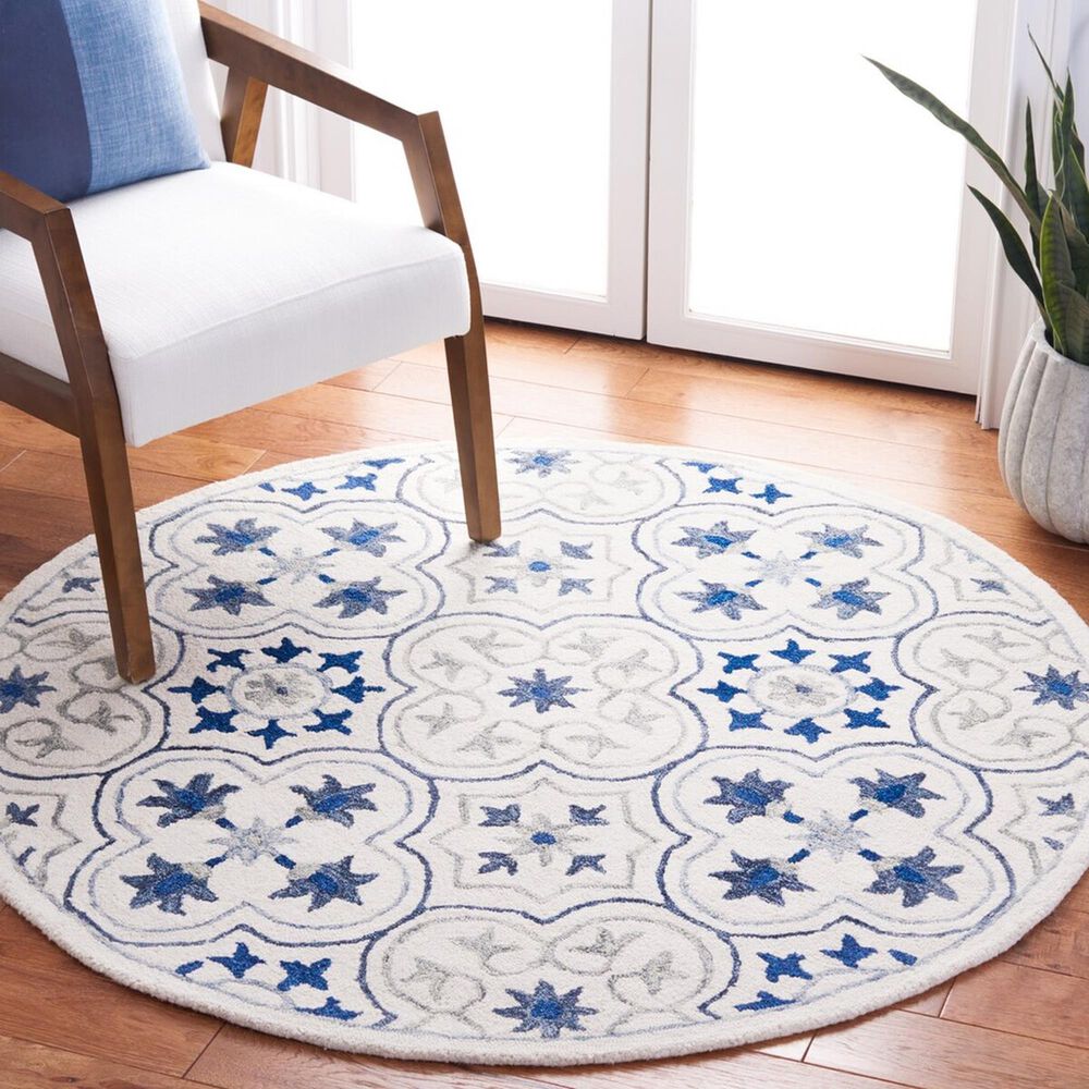 Safavieh Micro-Loop 5&#39; Round Ivory and Sage Area Rug, , large