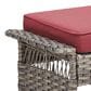Hearth and Haven Patio Wicker Ottoman with Widened Armrest in Red (Set of 2), , large