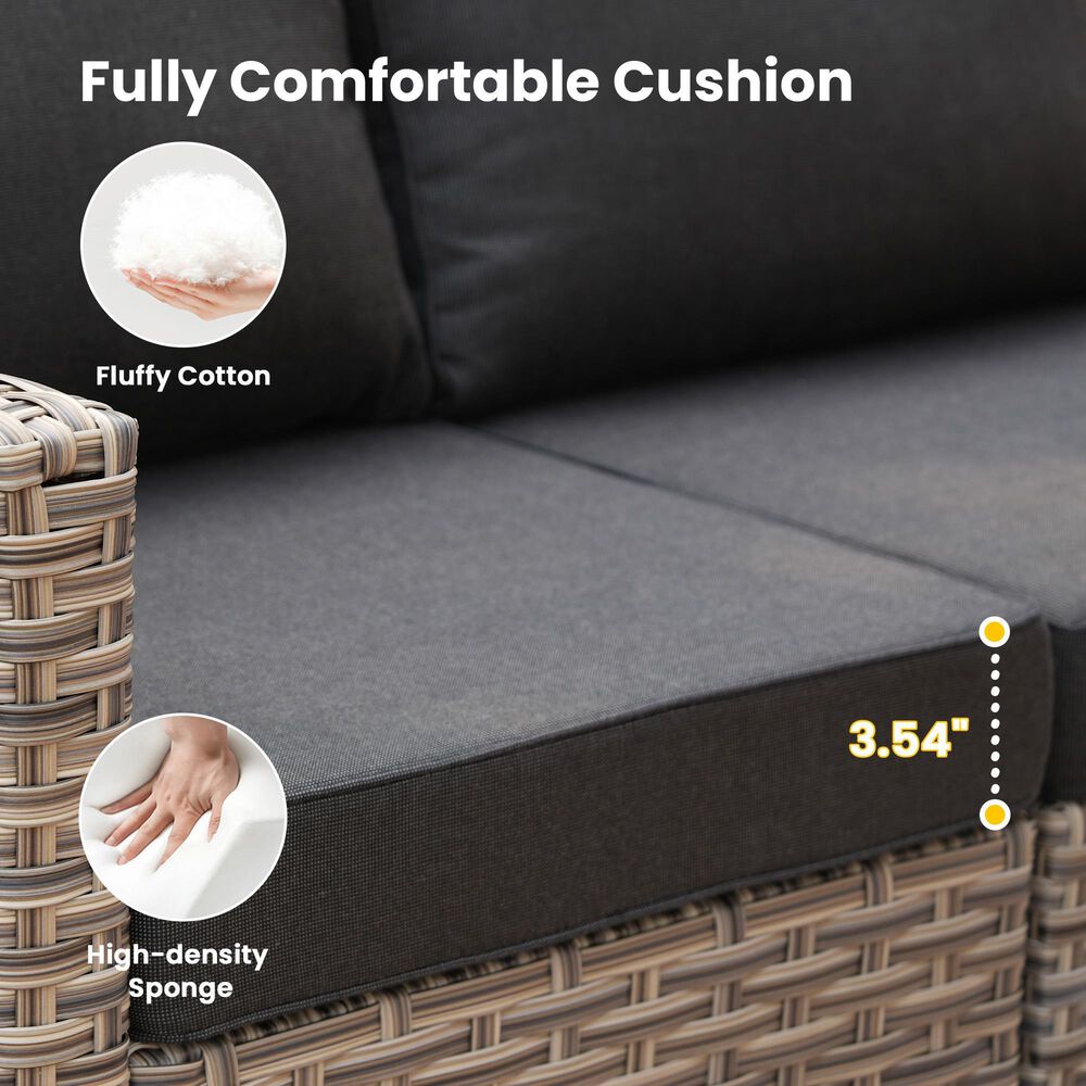 HOMLUX 11-Piece Outdoor Modular Sofa Conversation Set in Black, , large