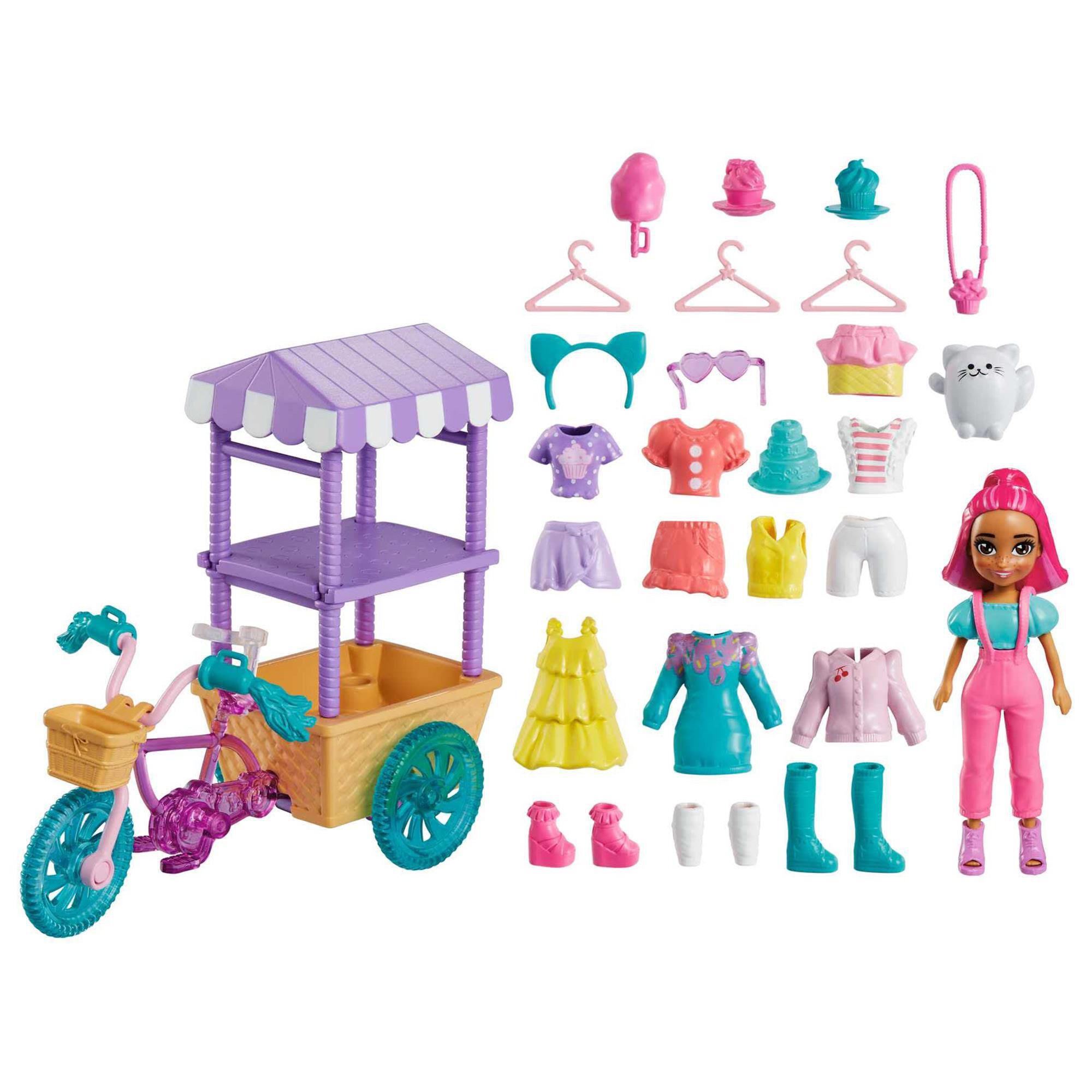 Mattel Polly Pocket Treats and Trends Bicycle Cart Playset NFM
