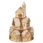 The Gerson Company 12" Laser Cut Wood Rotating Village Scene with Lighted and Wind-Up Musical in Multicolor, , large