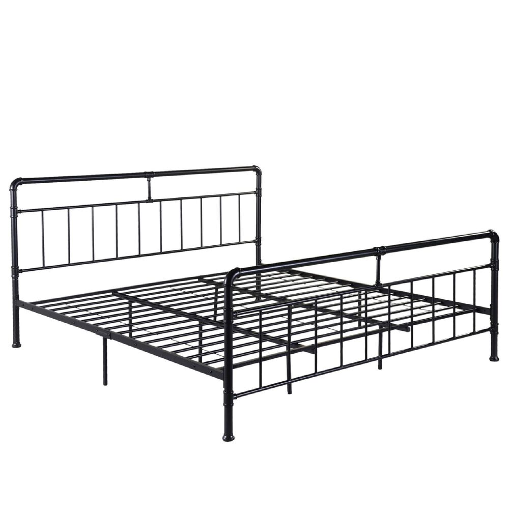 Noble House Mowry King Metal Platform Bed in Flat Black, , large