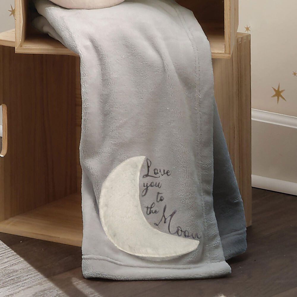 Lambs and Ivy Goodnight Moon Baby Crib Blanket in Gray and White, , large