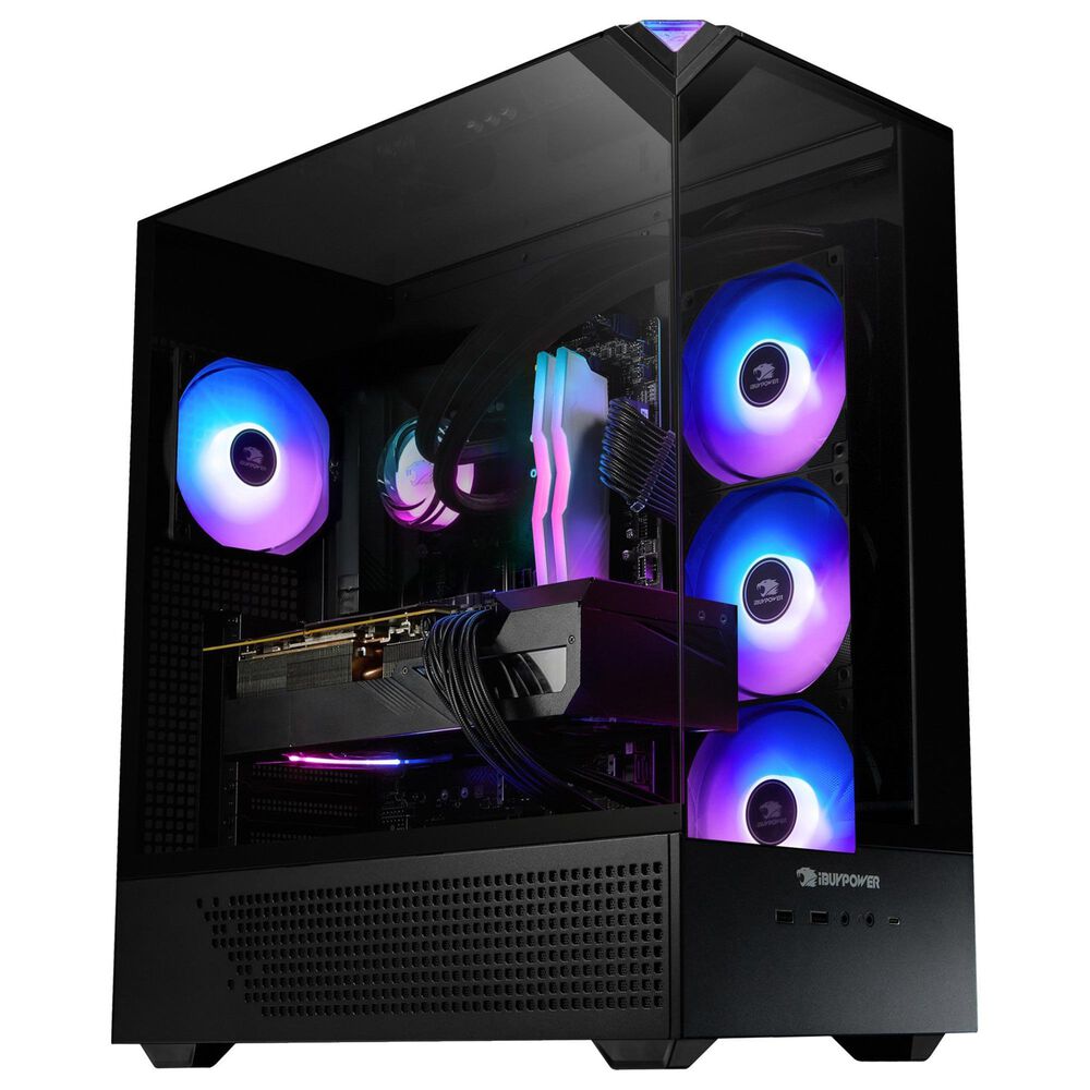 iBUYPOWER Element Gaming Desktop PC | AMD Ryzen 7 9850X3D - 32GB RAM - AMD Radeon RX 9070XT Graphics - 1TB SSD in Black, , large