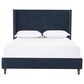 Hearth and Haven Peyton Queen Platform Bed with Blue Upholstery in Walnut, , large