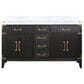 Lexora Home Laurel 60" Double Bathroom Vanity in Black Oak with White Carrara Marble Top and Rectangular Sinks, , large