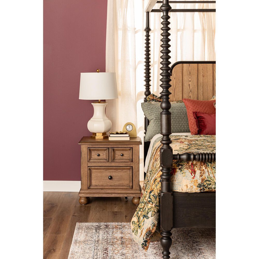 Country Living Vintage Market 2-Drawer Apothecary Nightstand in Barnwood Oak with Outlets and USB Ports, , large