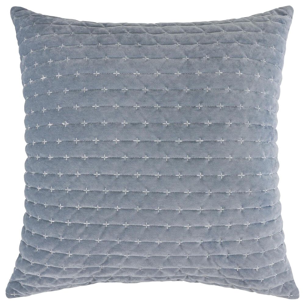 Levtex Velvet Stitch 20" Square Throw Pillow in Chambray, , large