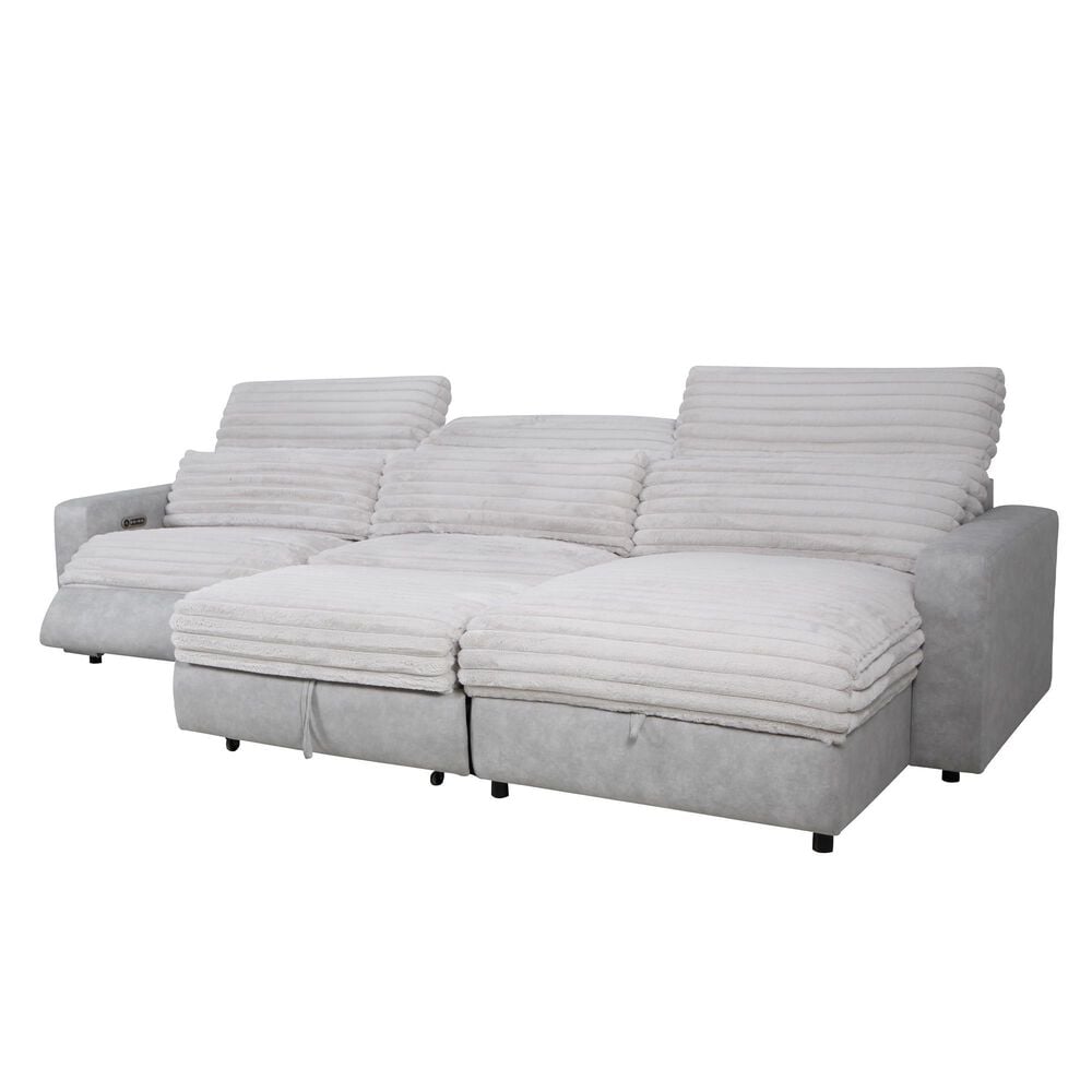 Fan Creek 3-Piece Right Facing Power Sectional with Chaise in Gray - A TikTok Favorite, , large