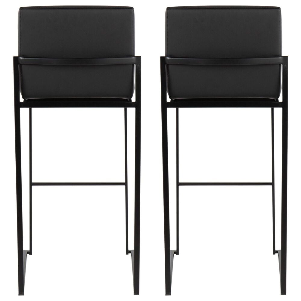 Lumisource Fuji Stackable Barstool with Black Faux Leather Cushion in Black &#40;Set of 2&#41;, , large