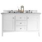 James Martin Vanities Palisades 60" Double Bathroom Vanity in Bright White with 3 cm Arctic Fall Solid Surface Top and Rectangular Sinks, , large