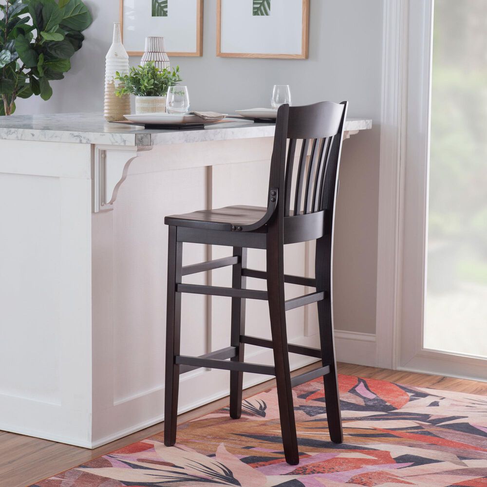 Linon Home Decor Jace Bar Stool in Dark Brown, , large