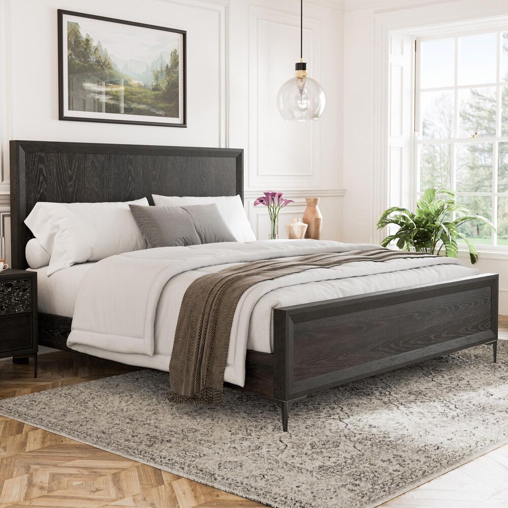 Furniture of America Bashford Queen Panel Bed in Natural Oak, , large