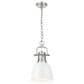 Golden Lighting Duncan 1-Light Small Pendant with Chain and White Shade in Pewter, , large