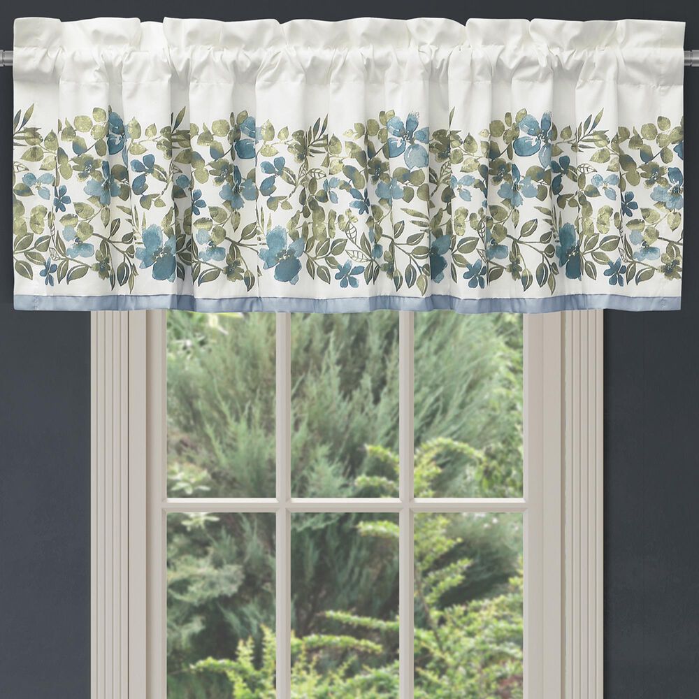 J. Queen New York Evergreen 72&quot; x 17&quot; Straight Window Valance in Blue and Green, , large