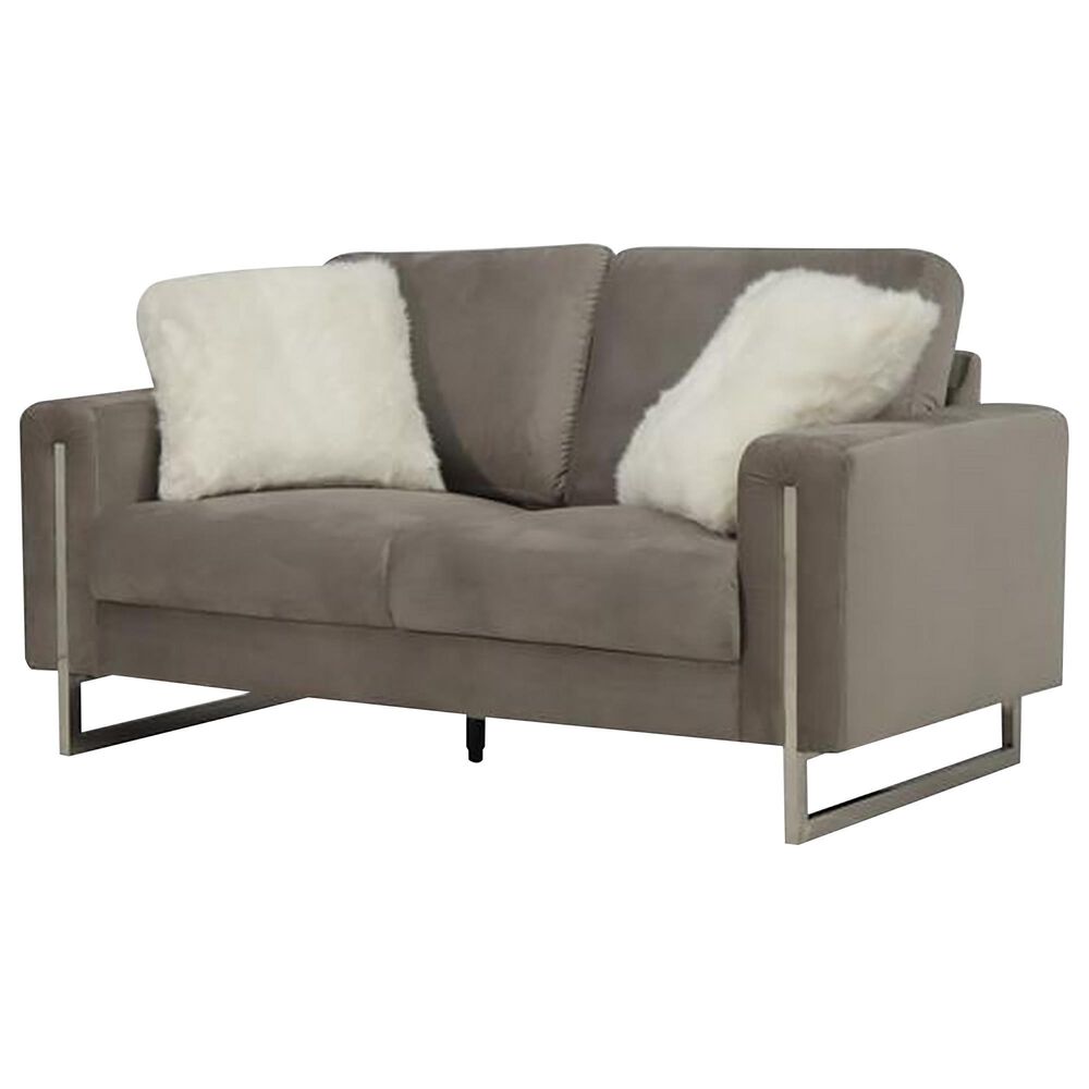 Global Furniture USA Stationary Loveseat in Silver Velvet, , large