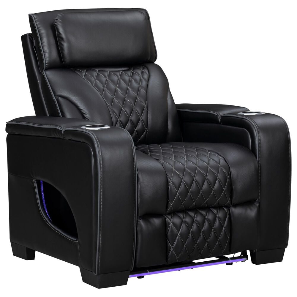 Titanic Furniture All Star Power Recliner with Power Headrest in Black, , large