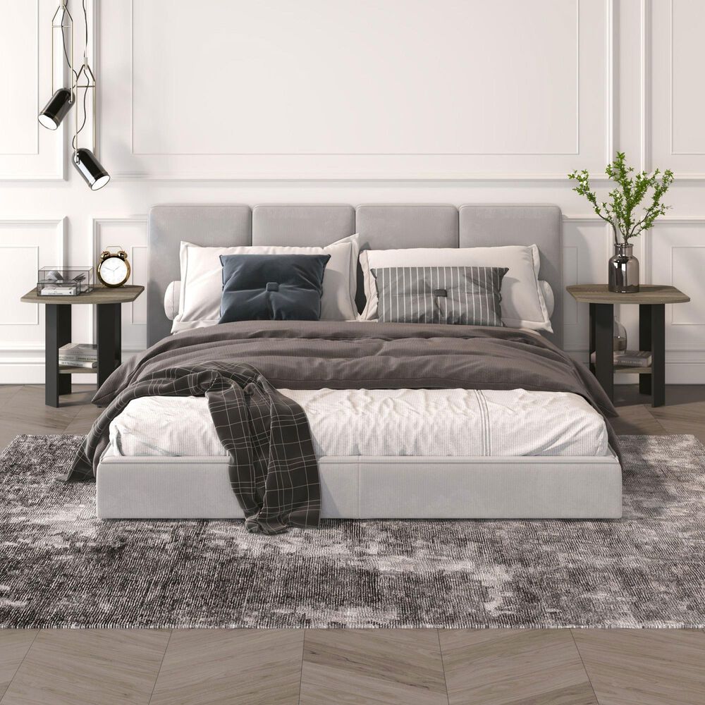 HOMLUX 1-Shelf End Table in French Oak and Black, , large