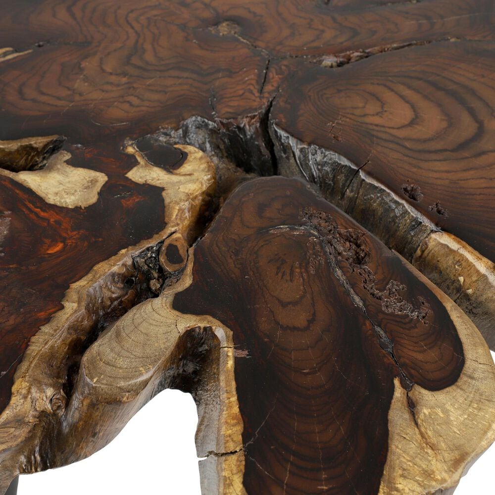 Maple and Jade Coffee Table with Tripod Legs in Distressed Brown and Black, , large