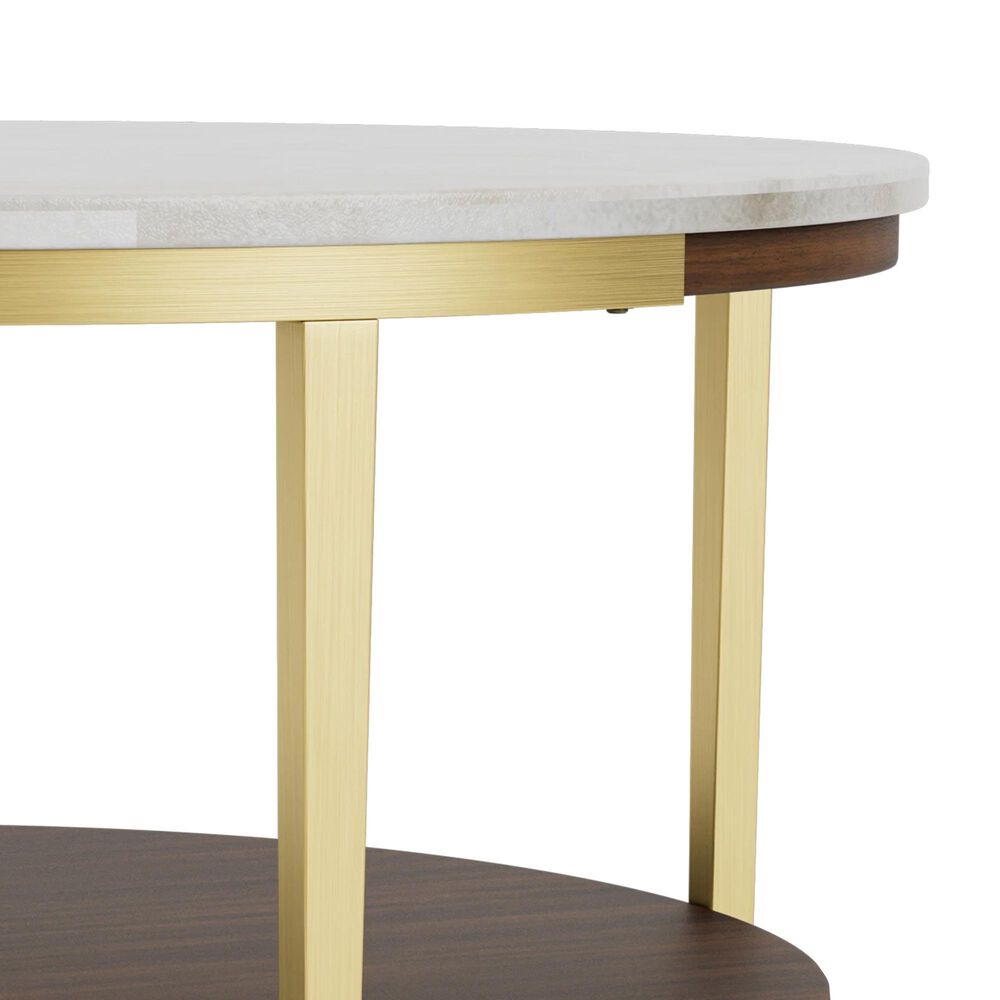 Riverside Furniture Emery Round Cocktail Table in Smoked Cherry and Bronze, , large