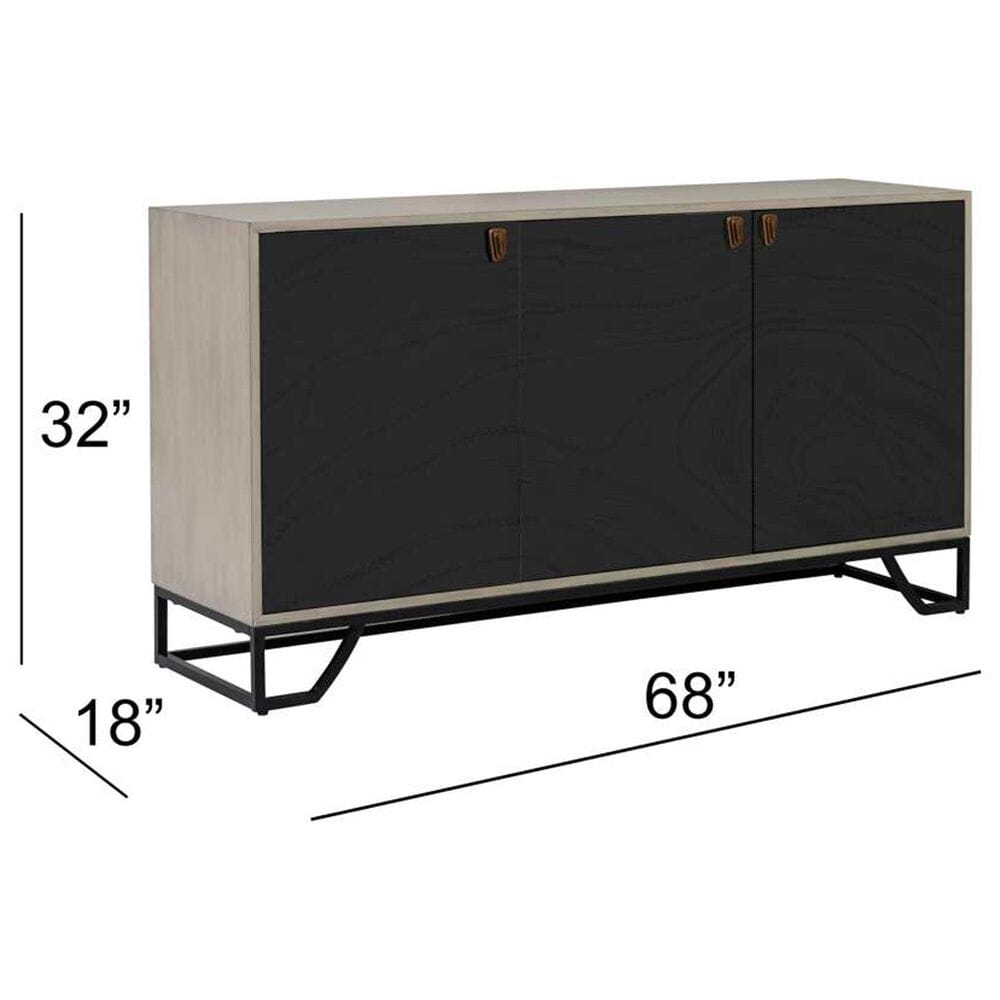 Bassett Mirror Company Ripple Effect 3-Door Server in Smokey Mocha and High Gloss Black, , large
