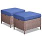 Sunwell Garden 5-Piece Patio Chat Set with Two Ergonomic Swivel Chairs in Navy, , large