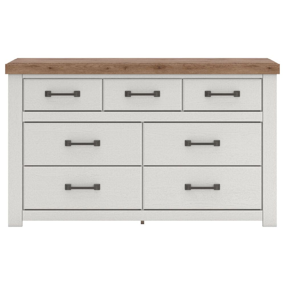 Ashley Savonport Full Storage Bed with Dresser Chest and Nightstand in White and Brown, , large