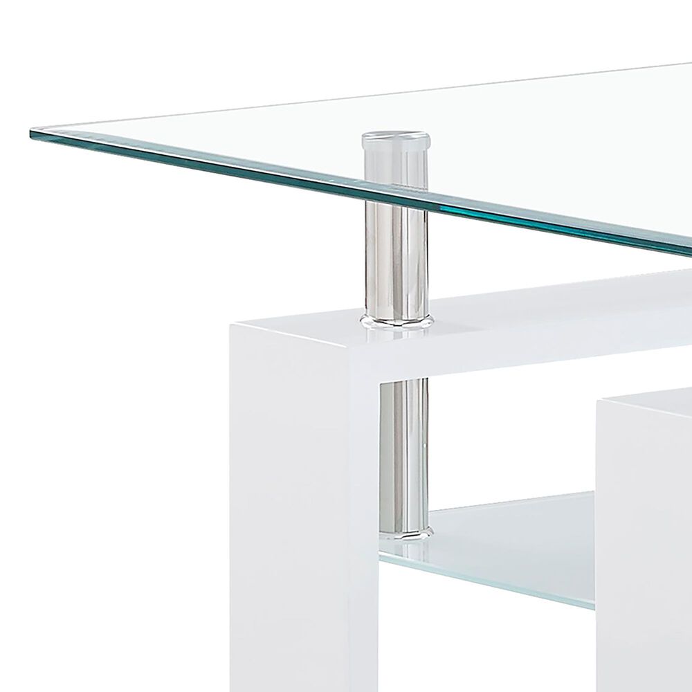 Global Furniture USA End Table in White and Clear, , large