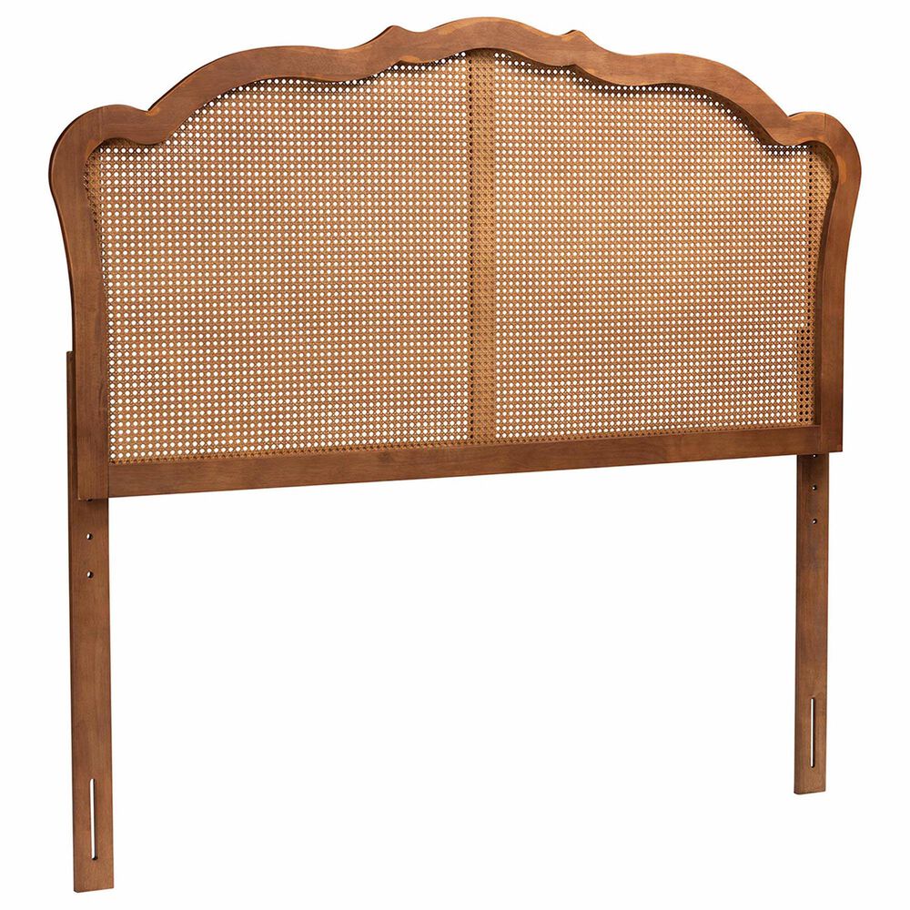 Baxton Studio Leandra King Panel Headboard with Rattan in Ash Walnut, , large