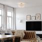 Vaxcel Burnaby 4-Light Semi-Flush Mount with White Linen Shade in Matte Brass, , large