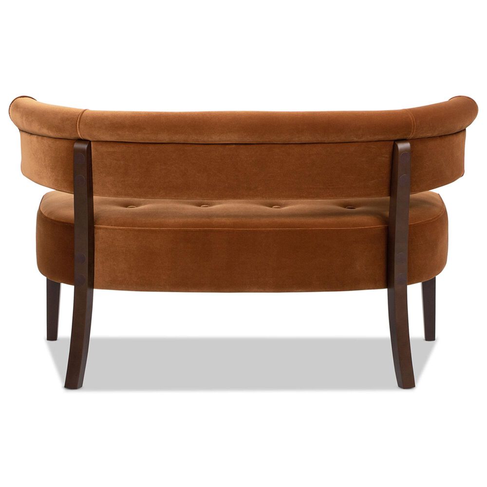 Jennifer Taylor Home Jared Bench Settee in Burnt Orange Velvet, , large