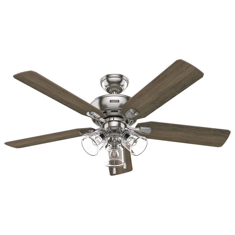 Hunter Rosner 52&quot; Ceiling Fan with Lights in Brushed Nickel, , large