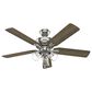 Hunter Rosner 52" Ceiling Fan with Lights in Brushed Nickel, , large