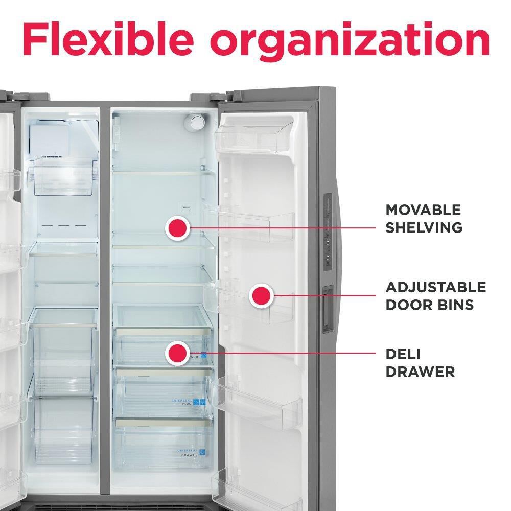 Frigidaire Gallery 26 Cu. Ft. Standard Depth Side-by-Side Refrigerator in Stainless Steel, , large