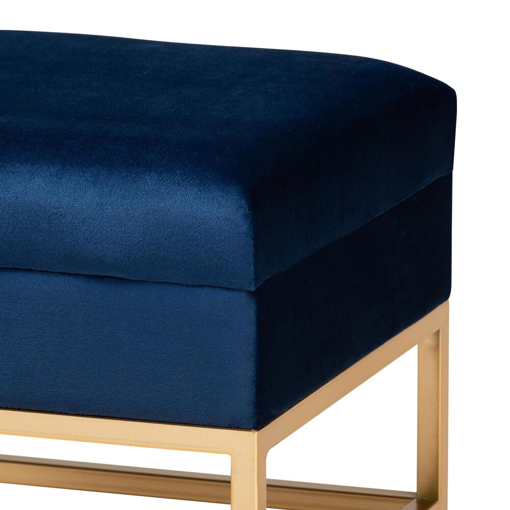 Baxton Studio Aliana Storage Ottoman in Navy Blue/Gold, , large
