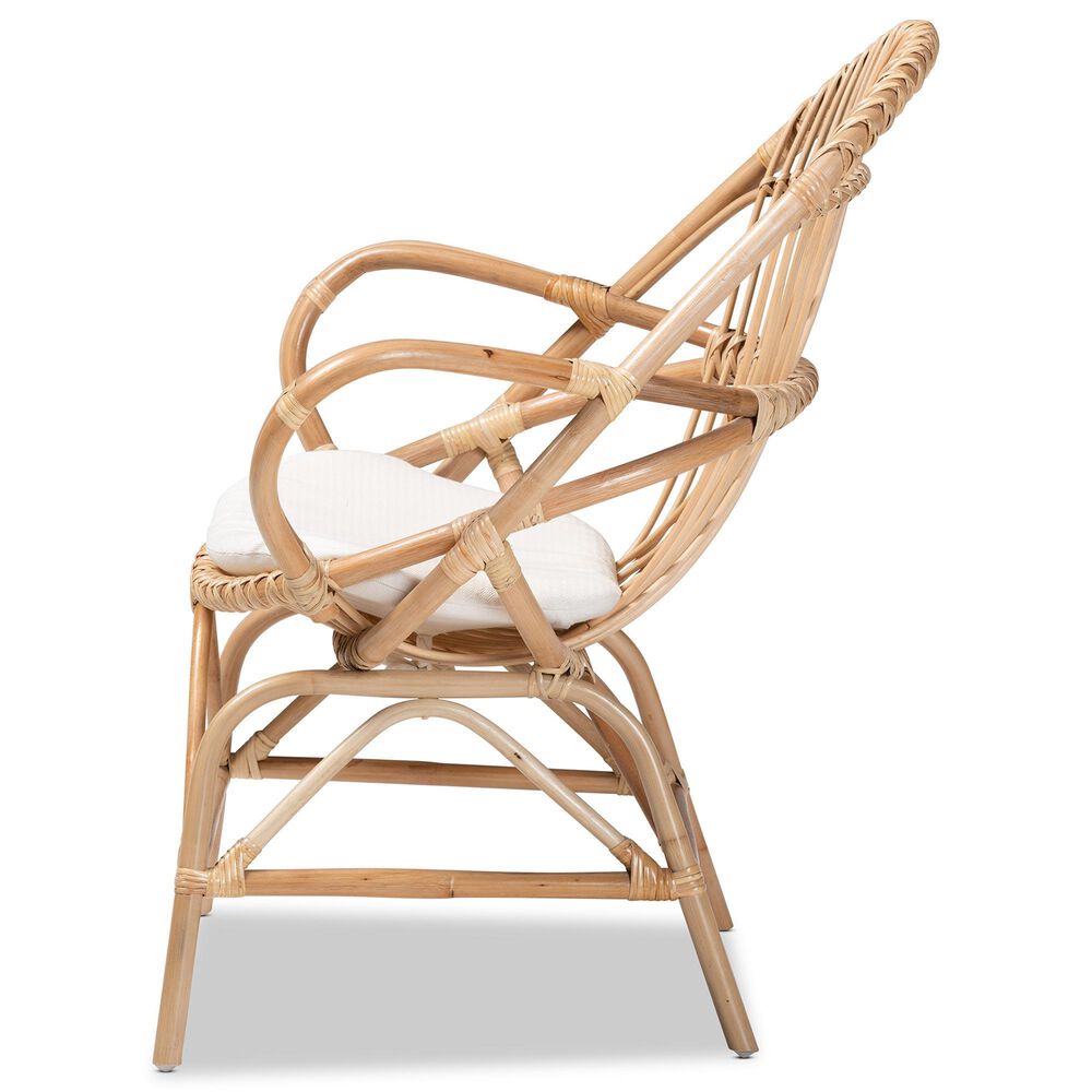 Baxton Studio Jayden Rattan Accent Chair in White, , large