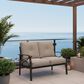 Hearth and Haven Outdoor Loveseat with Light Khaki Metal Frame in Beige, , large