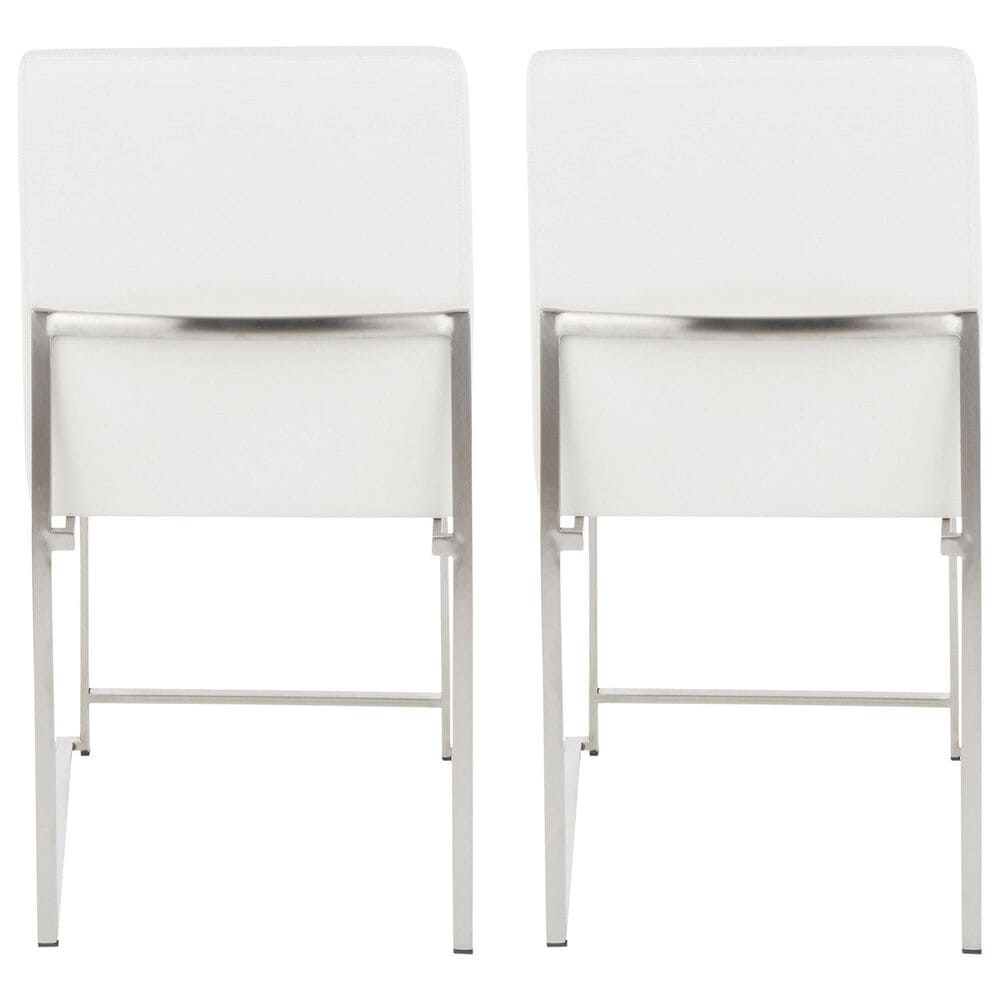 Lumisource Fuji Side Chair with White Faux Leather Cushion in Brushed Stainless Steel &#40;Set of 2&#41;, , large