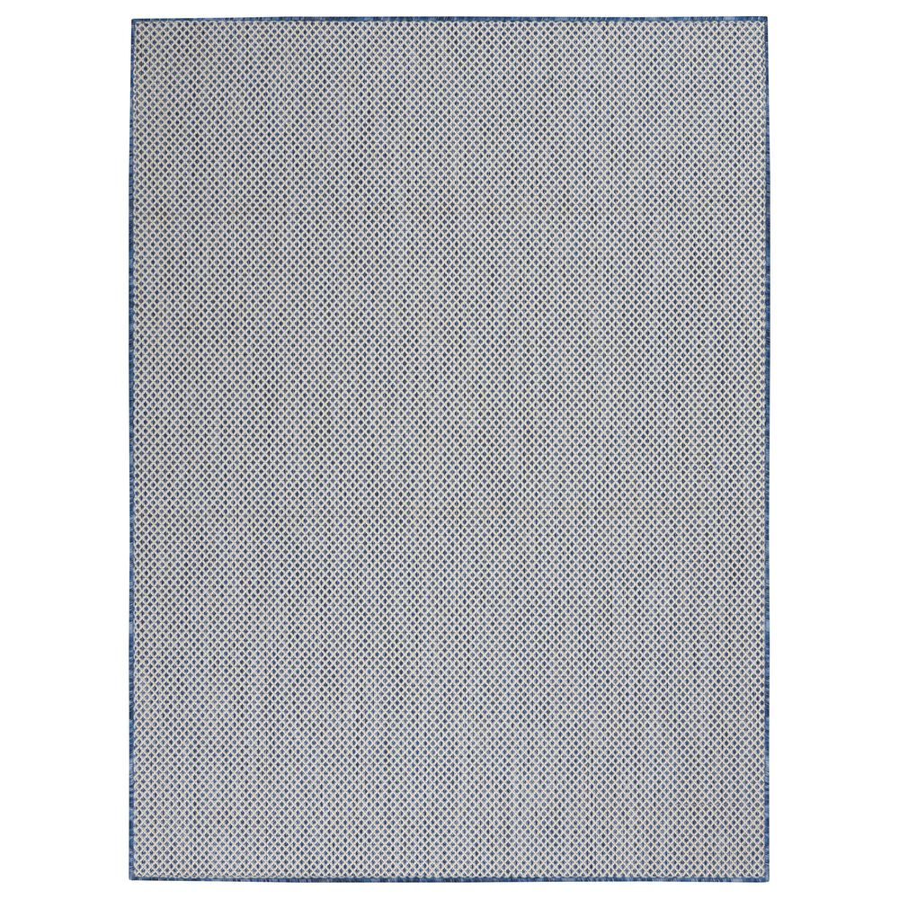 Nourison Courtyard Ivory and Blue 4" x 6" Indoor/Outdoor Area Rug, , large