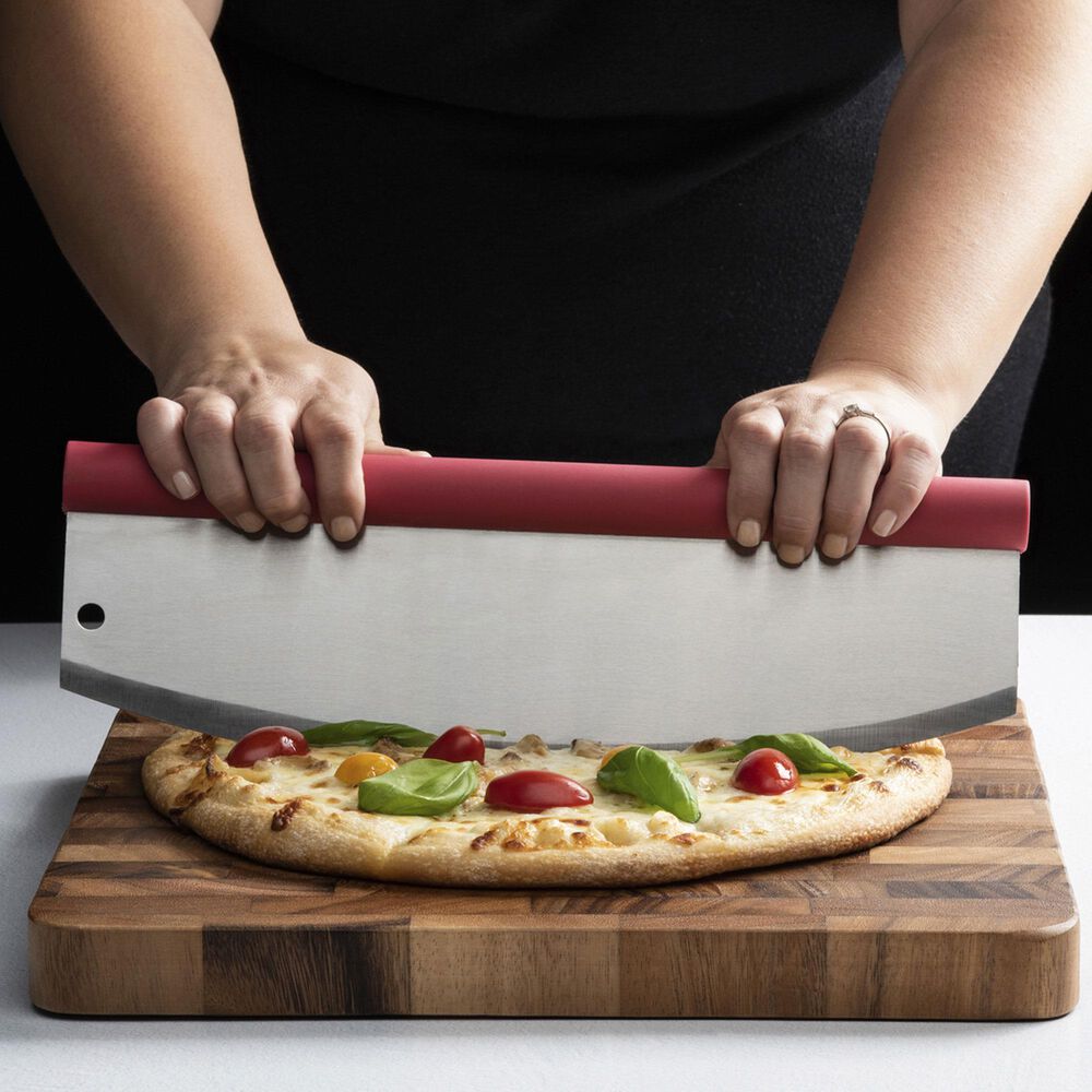 Fante&#39;s Rocking Pizza Cutter with Blade Guard in Stainless Steel and Red, , large