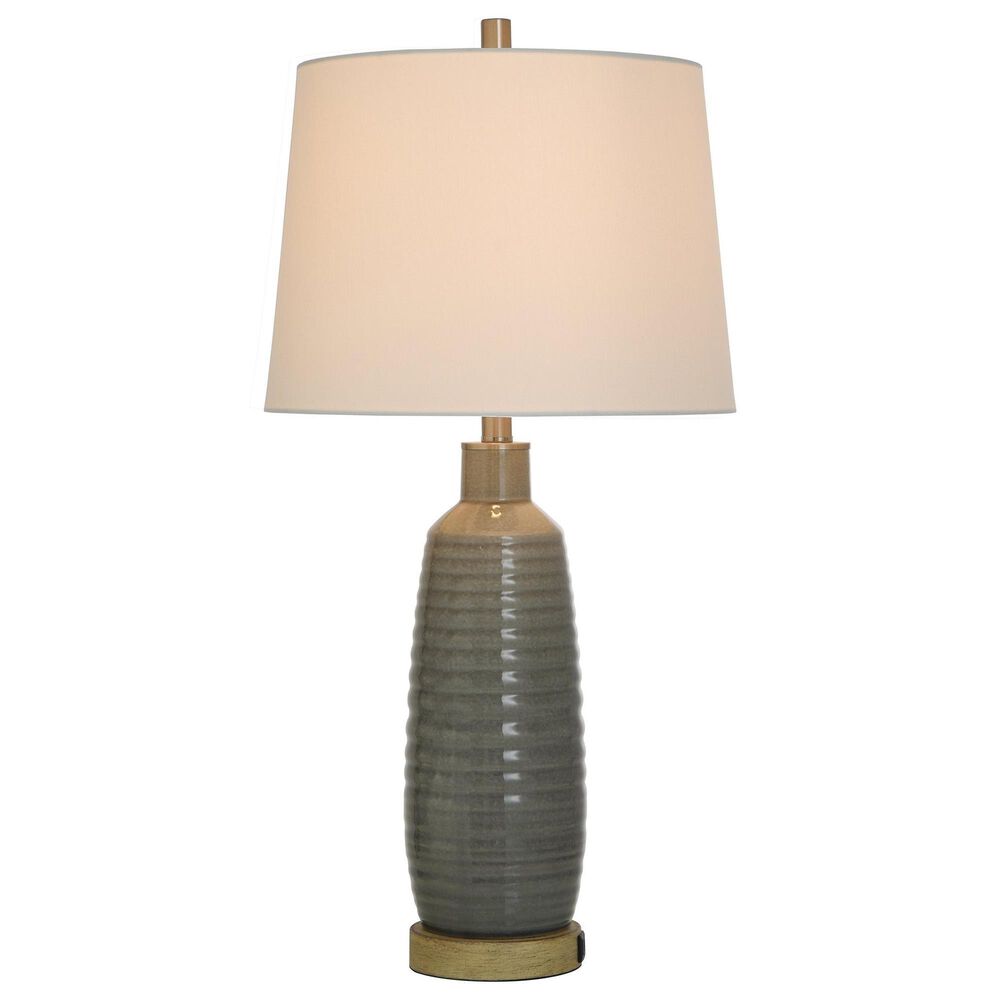 Flair Industries 30&quot; Ceramic Table Lamp with USB Ports in Gray Washed, , large