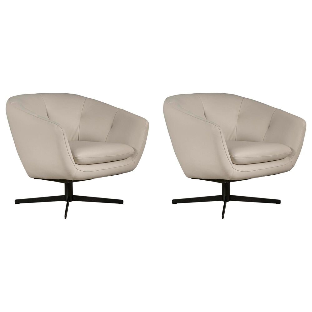 Bordeaux & Co Leather Swivel Chair in Oslo Pebble (Set of 2), , large