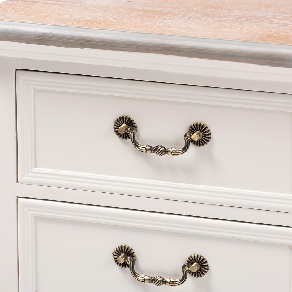 Baxton Studio Capucine 3-Drawer End Table in Natural Whitewashed Oak and White, , large
